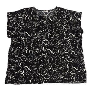 Floral Black and White Blouse